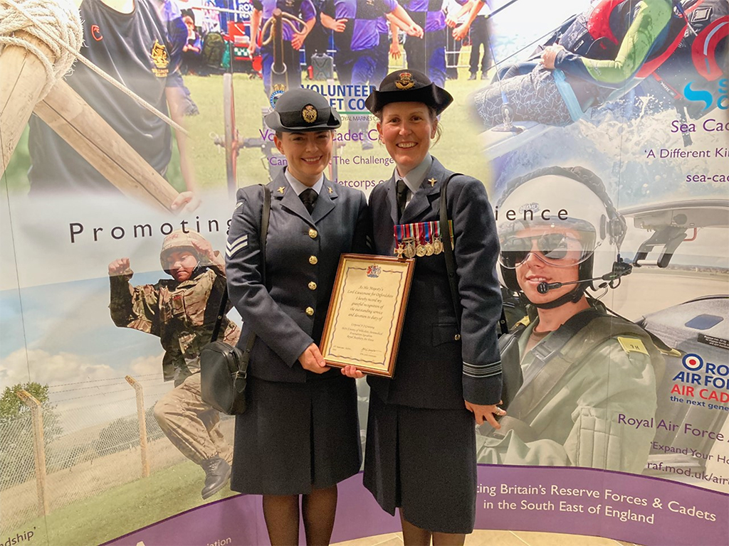 On Thursday 27th October 2022, Corporal Natalie Greening, Princess Mary's Royal Air Force Nursing Service, from No. 4626 (County of Oxfordshire) Aeromedical Evacuation Squadron, Royal Auxiliary Air Force, was awarded the Lord Lieutenant of Oxfordshire’s Certificate for Meritorious Volunteer Service.